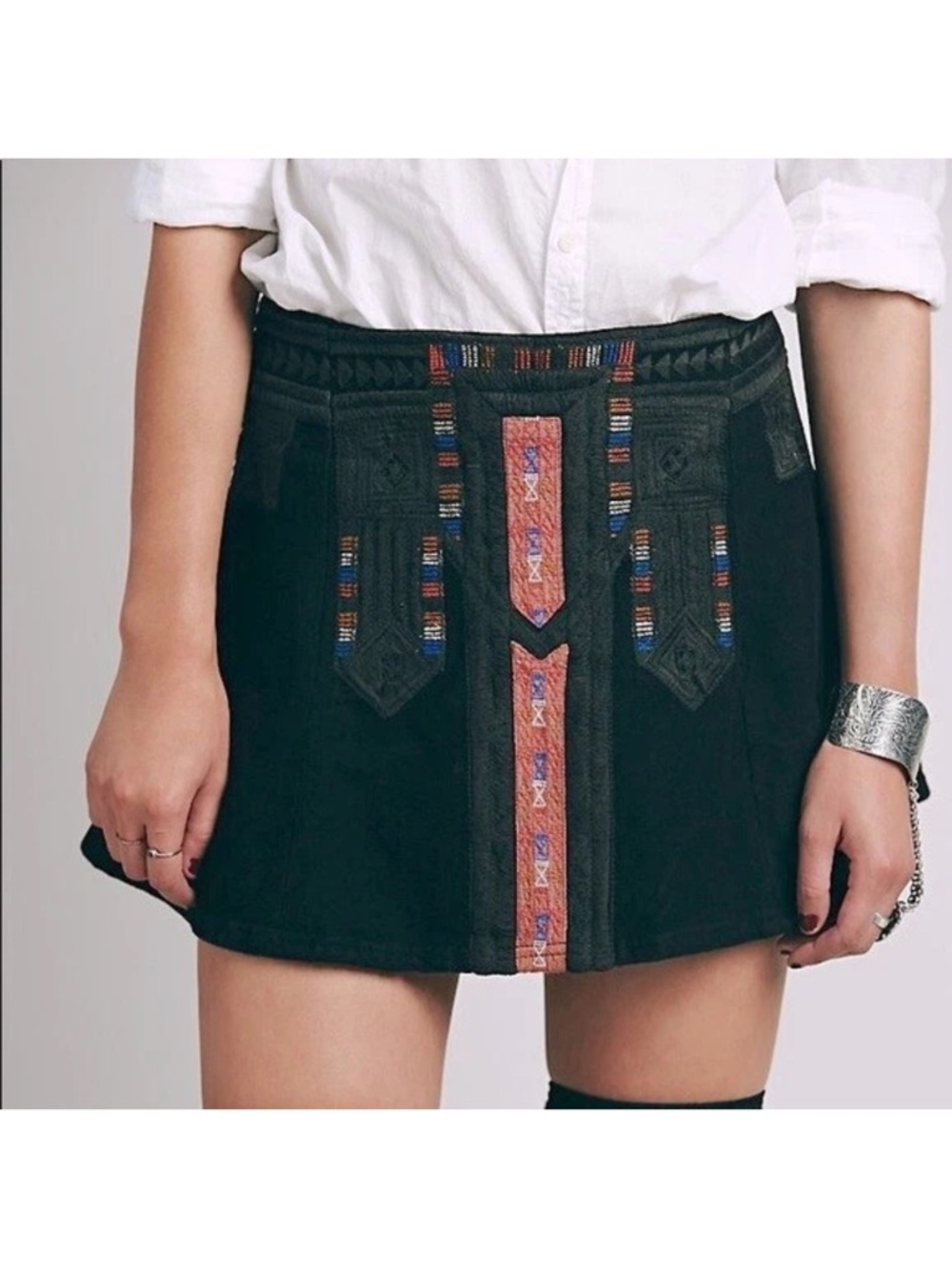 Free People NWT Size Small Aztec Embroidered Tribal New Romantics Skirt NEW